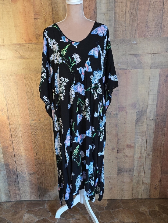 Joyspun Dresses & Skirts - Black Floral Maxi Dress with Blue Accents